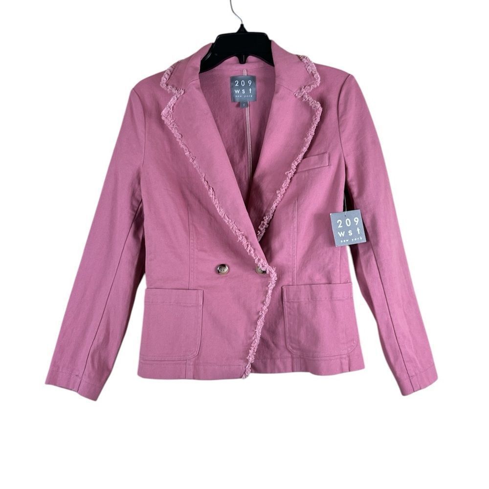 209 Wst pink blazer casual lapel jacket frayed size small